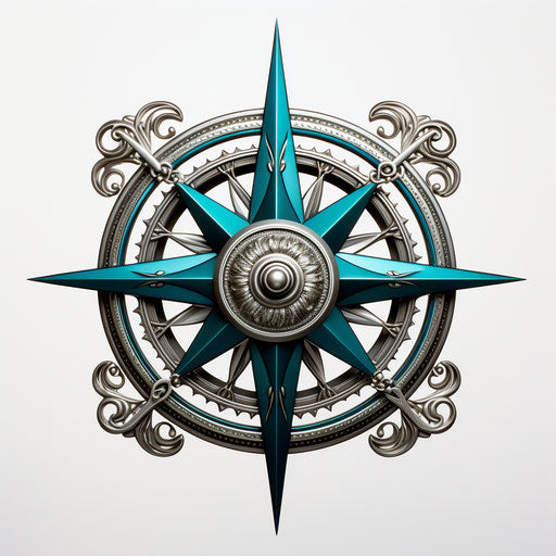 Black and white compass tattoo design