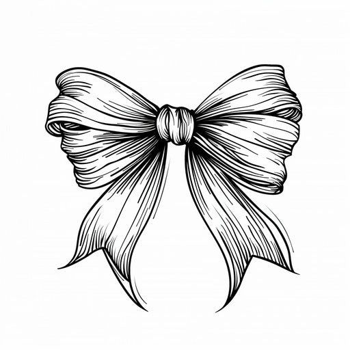 Minimalist black line art sketch of modern bow tattoo