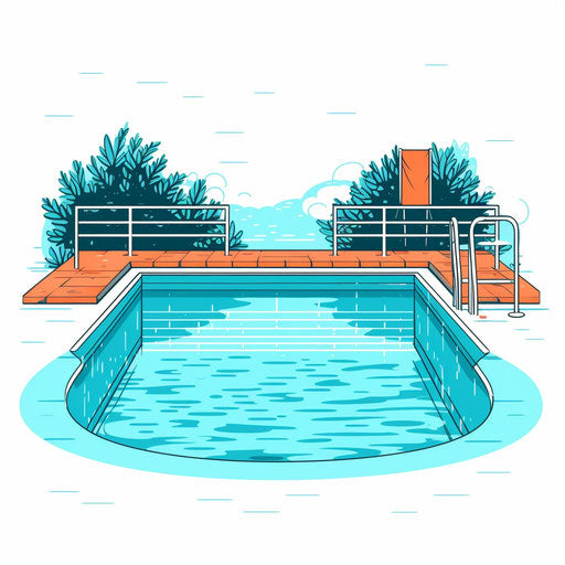 Minimalist swimming pool clipart on white background