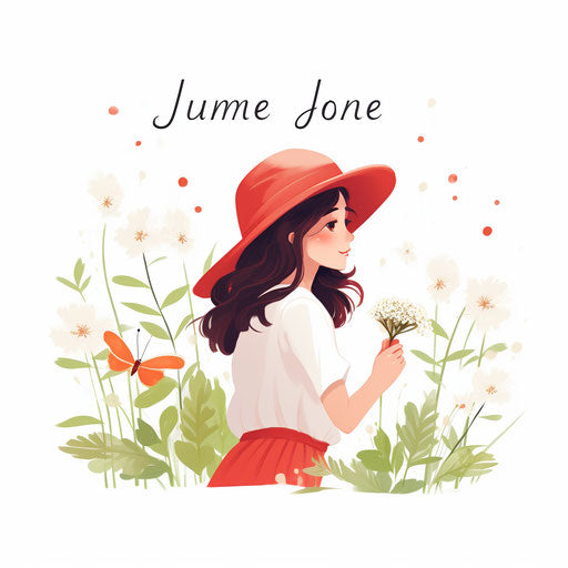 June clipart in the minimalist style, on white background