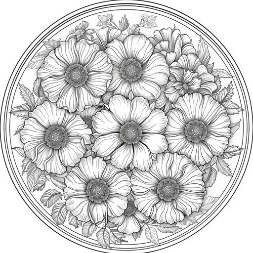 Intricate floral mandala in the style of Teagan White Coloring book page