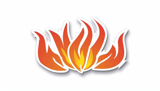 White flame sticker, text and emoji installations style