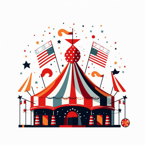 Circus in Minimalist style on white background
