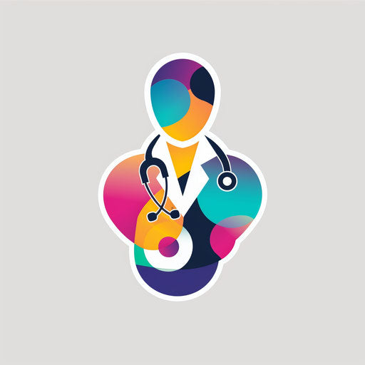 Modern doctor logo with abstract shapes and vibrant colors
