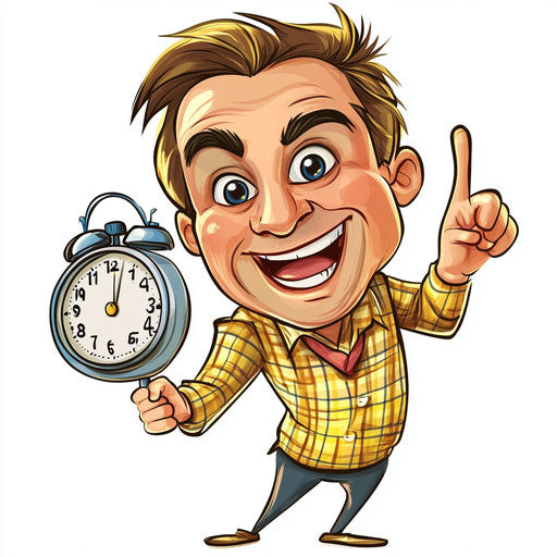 Humorous caricature of an alarm with human characteristics