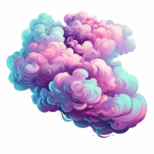 Cloud cartoon png in the style of Oil painting, on a white background