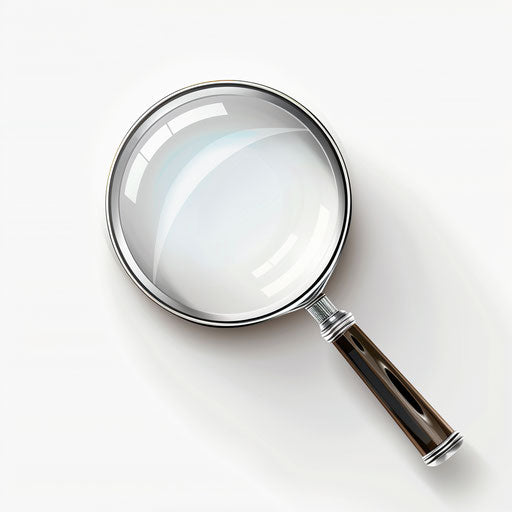 Realistic magnifying glass clipart on white background