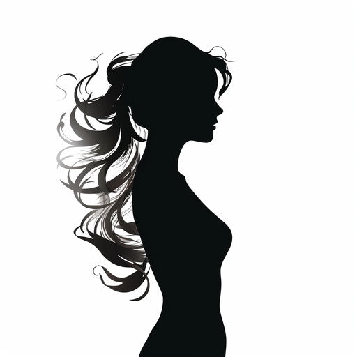 Female silhouette in Chiaroscuro style on white background