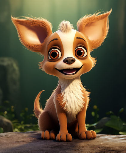 Chihuahua dog w/ long tail, animated gif style