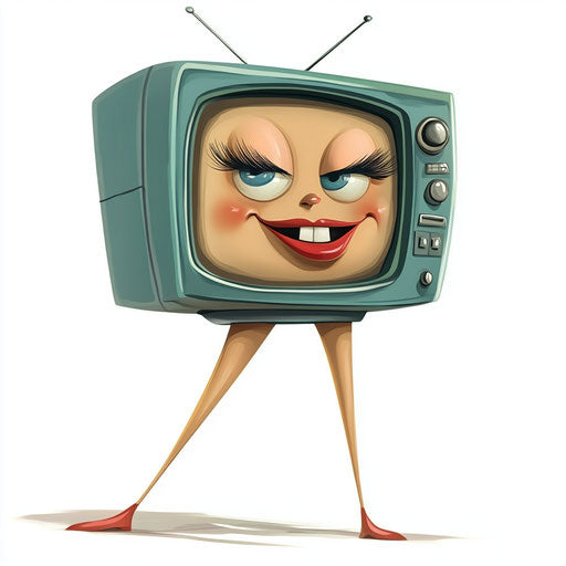 Humorous caricature of a television clipart with human characteristics