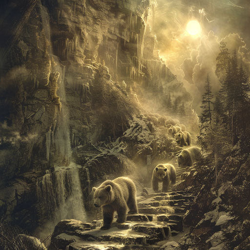 Mystical bears guiding lost travelers to safety