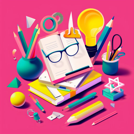 Grammar clipart on bright magenta background