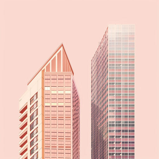 Realistic skyscraper clipart on dusky rose background