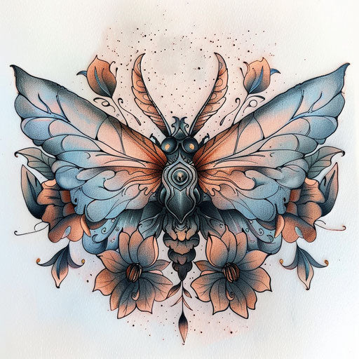 Pastel tattoo sketch of a Batok motif with dreamy vibes