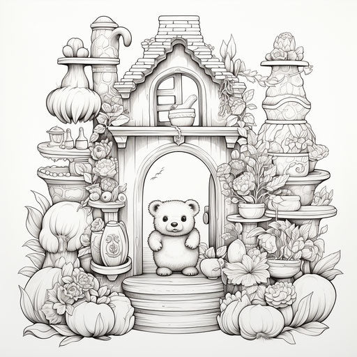 Bear in decorative cottagepunk style