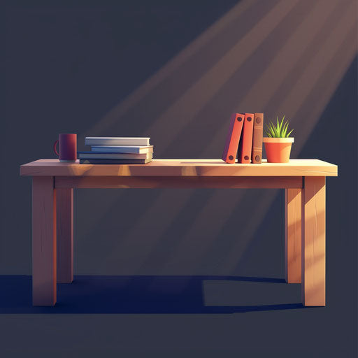 Photo-realistic desk clipart with flat random background