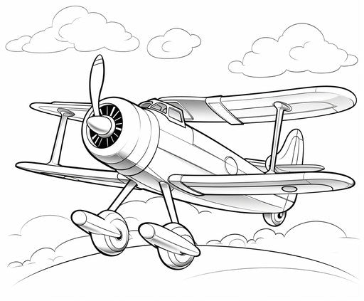 Printable plane coloring, animated negative space play 6:5