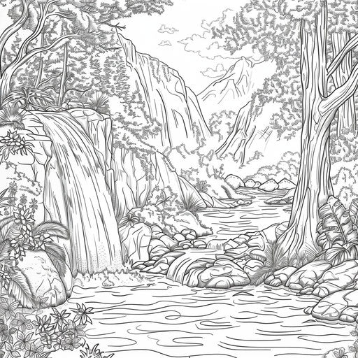 Tranquil waterfall into natural pool