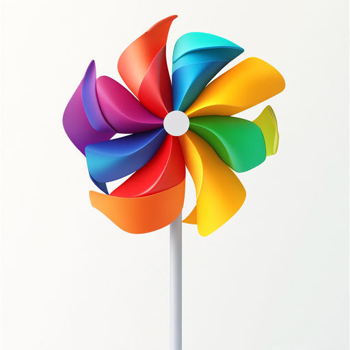 3D Pinwheel on Flat White Background