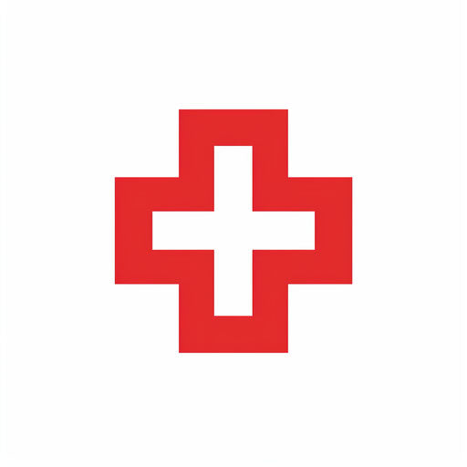 Red cross clipart in minimalist style on white background