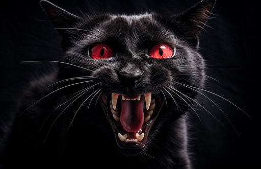 The black cat, playful yet macabre