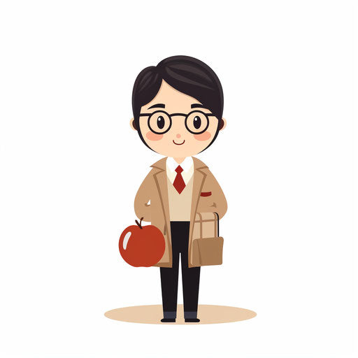 Minimalist style clipart of a teacher on white background