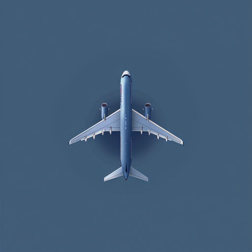 Realistic clip art airplane on flat indigo background