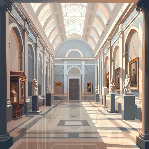 Photo realistic museum clipart with flat white background