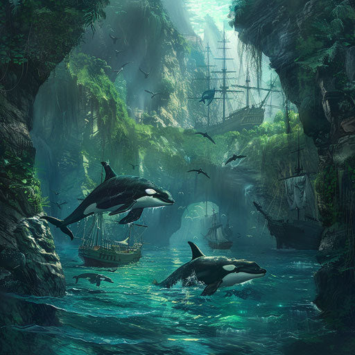 Hidden cove explored by curious killer whales