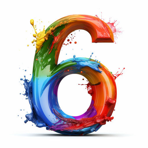 Number 6 Clipart Oil Painting Style, White Background