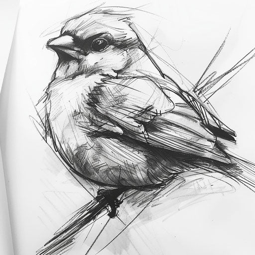 Sparrow bird tattoo sketch style on white paper