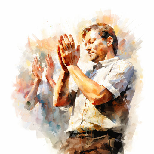 Clapping in Oil Painting Style on White Background