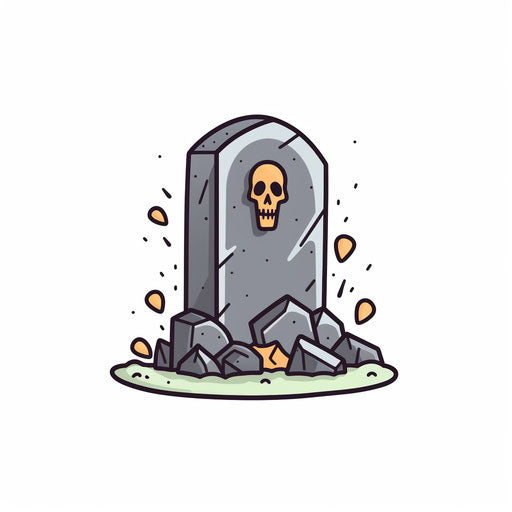 Minimalist tombstone clipart on white background