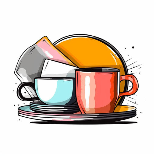 Dishes clipart in Minimalist style on white background