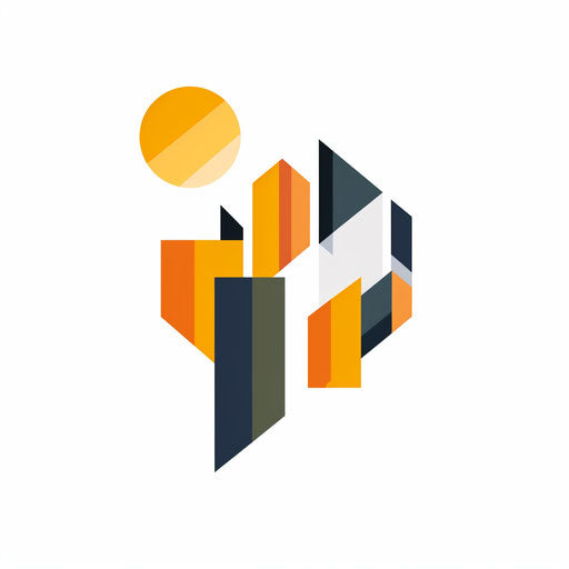 Geometric real estate logo with bold shapes on white background