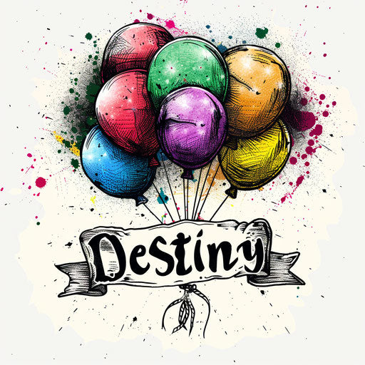 Colorful Destiny: Festive sketch of balloons carrying banner
