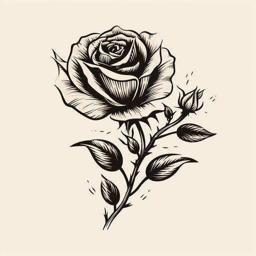 An illustration of a tattoo design with a rose