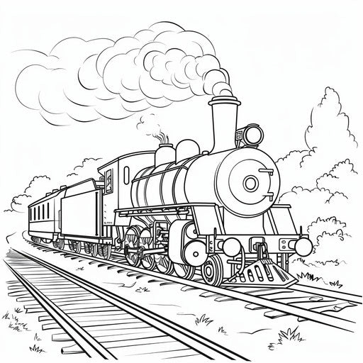 Bold outline of a train for easy coloring