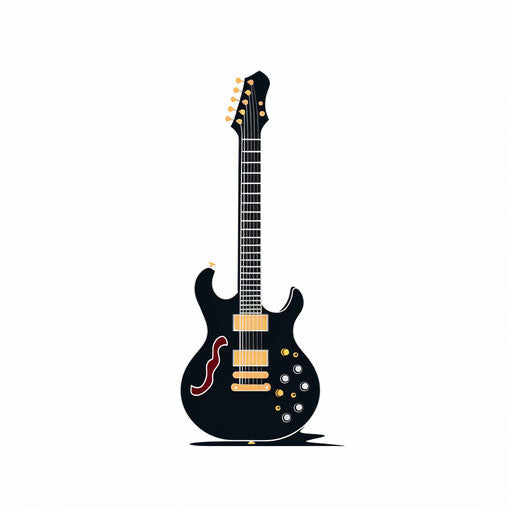 Electric guitar in Minimalist style, on white background