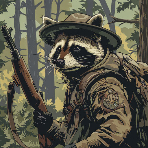 Raccoon park ranger protecting endangered species national park