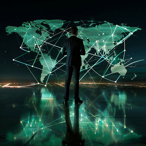 Businessman with digital world map