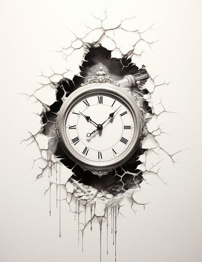 Broken clock on the wall: graphite realism, tattoo, miniaturecore