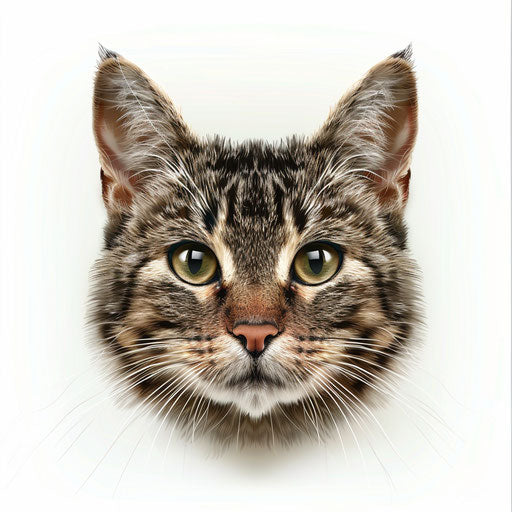Realistic cat face clipart on white background