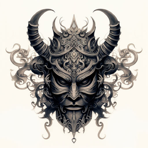 Samurai mask in mythological and dracopunk style