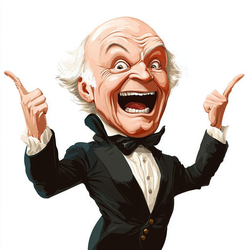 Humorous caricature with human characteristics and vibrant colors