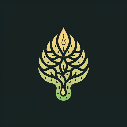 Logo of eco-friendly fashion brand, unique leaf and water drop pattern