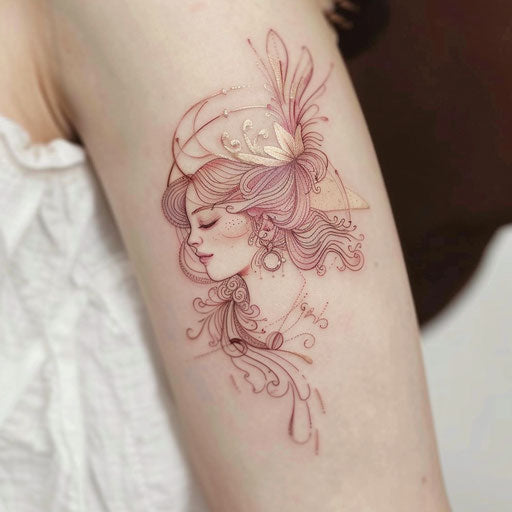 Elegant Venus tattoo sketch in Art Deco style