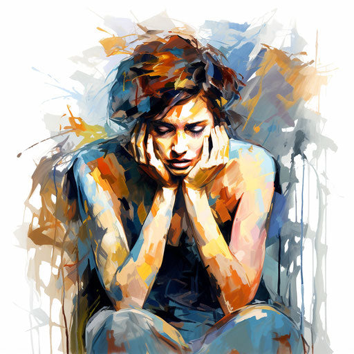 Anxiety clipart in the style of Impressionistic Art, on a white background