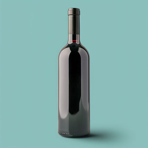 Realistic wine bottle clipart with flat teal background