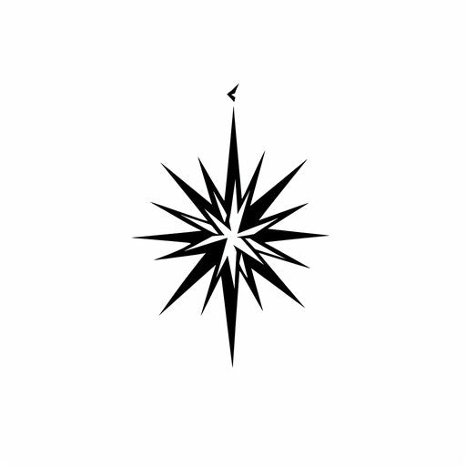 North Star in flat and simple tattoo sketch, bold color on white